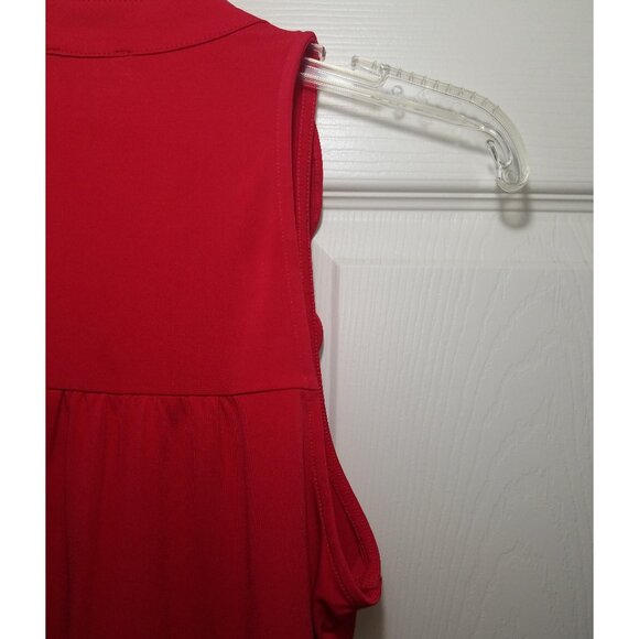 Express Classic Red Ruffle Button Front Stretch Cami Tank Top Size Small - Picture 2 of 6
